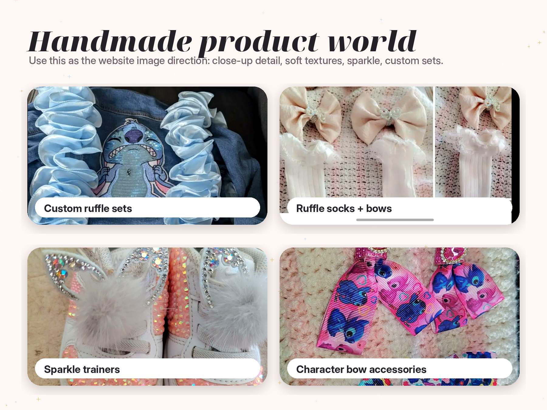 glizs and glam product showcase of custom children’s pieces