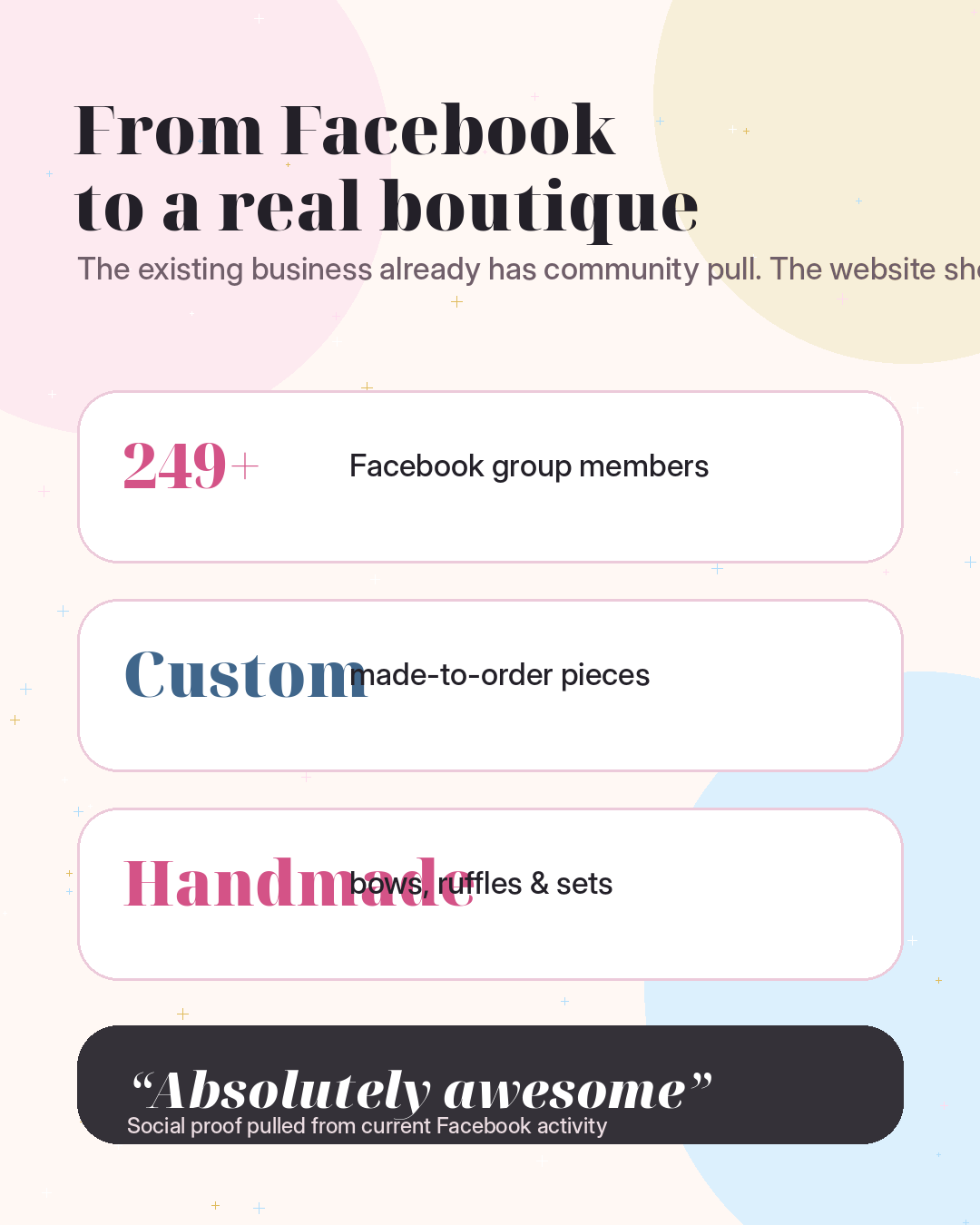 glizs and glam Facebook community proof design card